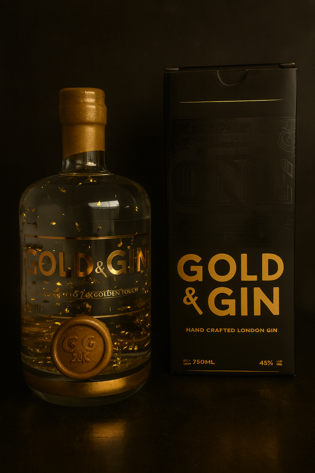•1 Botella Gold & Gin 750 ml con oro 24k comestible - ENVÍO YA INCLUIDO.